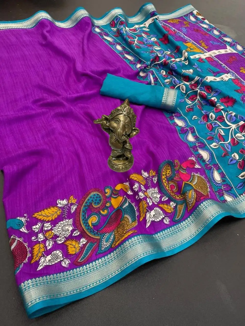 Mustard Yellow GALA GEORGETTE Kalamkari Silk Saree